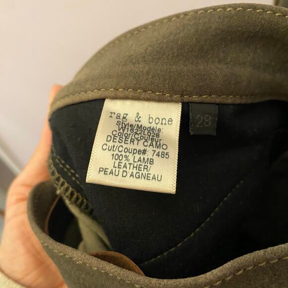 rag & bone Desert Camo Print Skinny Leg Pants 100% Lamb Leather Women's size 28 - Picture 12 of 12